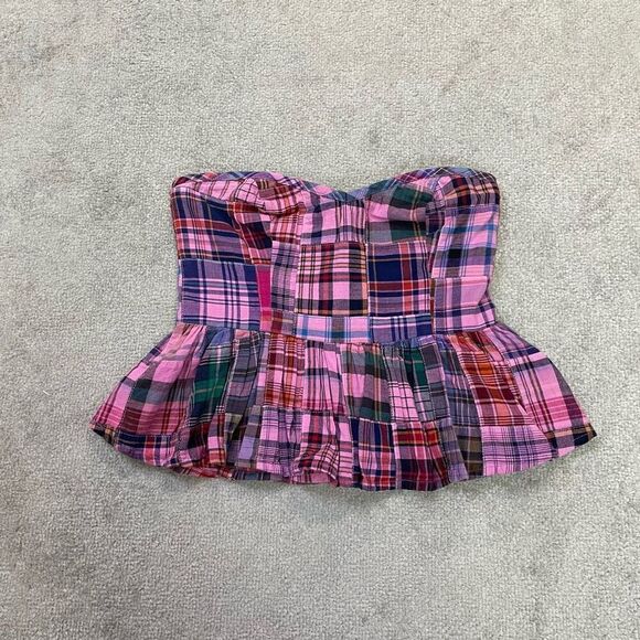 Free People Womens Sweetheart Neck Madeira Corset Peplum Top Pink Combo XS NWT